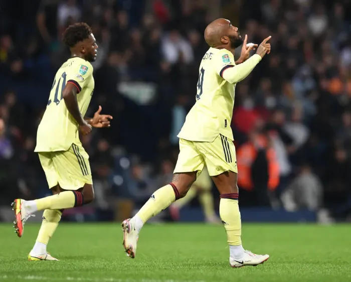 Framed Print : Alexandre Lacazette Scores Sixth Goal: Arsenal's Carabao Cup Victory over West Bromwich Albion