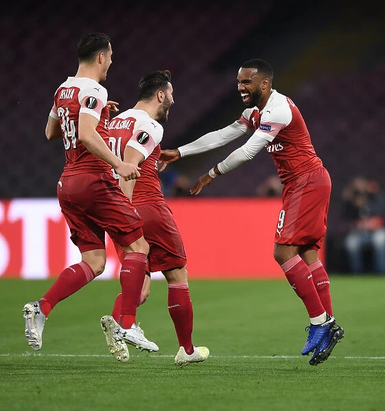 Alexandre Lacazette's Euphoric Goal Celebration: Arsenal's Europa League Triumph over Napoli (2018-19)