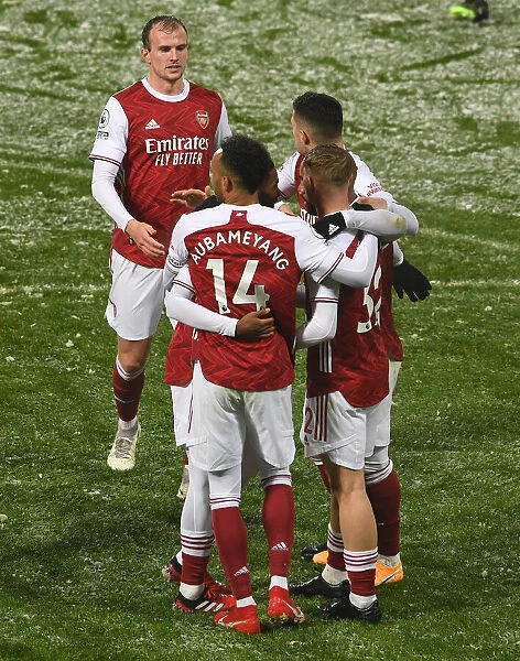 Alexandre Lacazette's Euphoric Goal Celebration: Arsenal's 3-0 Triumph Over West Bromwich Albion (Premier League 2020-21)
