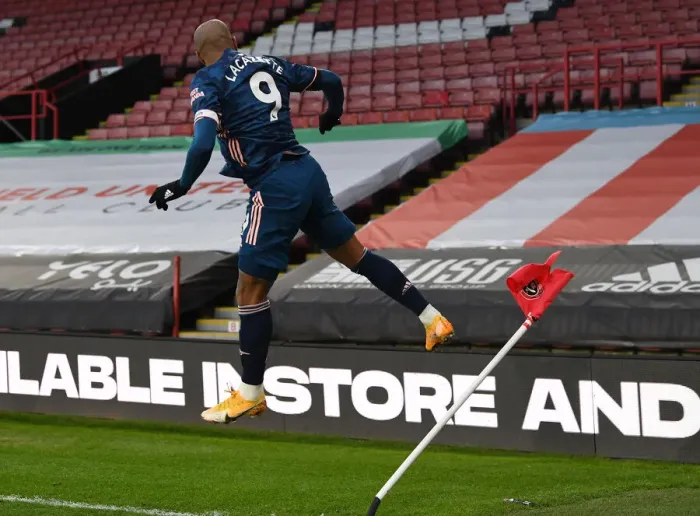 Framed Print : Alexandre Lacazette's Goal: Arsenal's Victory at Sheffield United (April 2021) Framed Print : Alexandre Lacazette's Goal: Arsenal's Victory at Sheffield United (April 2021)