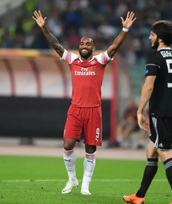 Framed Print : Alexandre Lacazette's Hat-Trick: Arsenal Crush Qarabag in Europa League