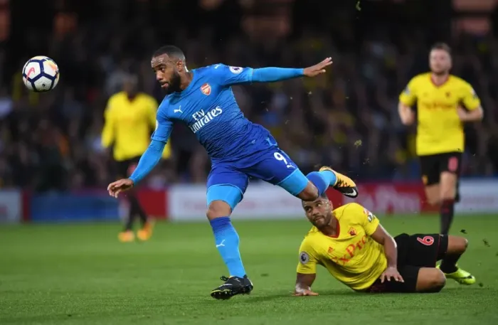 Framed Print : Alexandre Lacazette's Slick Move: Outmaneuvering Adrian Mariappa in the Arsenal vs. Watford Premier League Clash (2017-18) Framed Print : Alexandre Lacazette's Slick Move: Outmaneuvering Adrian Mariappa in the Arsenal vs. Watford Premier League Clash (2017-18)