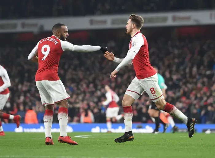 Framed Print : Alexis Lacazette and Aaron Ramsey Celebrate Goal: Arsenal vs Manchester United, Premier League 2017-18 Framed Print : Alexis Lacazette and Aaron Ramsey Celebrate Goal: Arsenal vs Manchester United, Premier League 2017-18