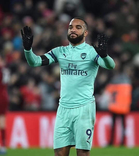 Alexis Lacazette Applauding Arsenal Fans at Anfield after Liverpool Clash (2018-19)