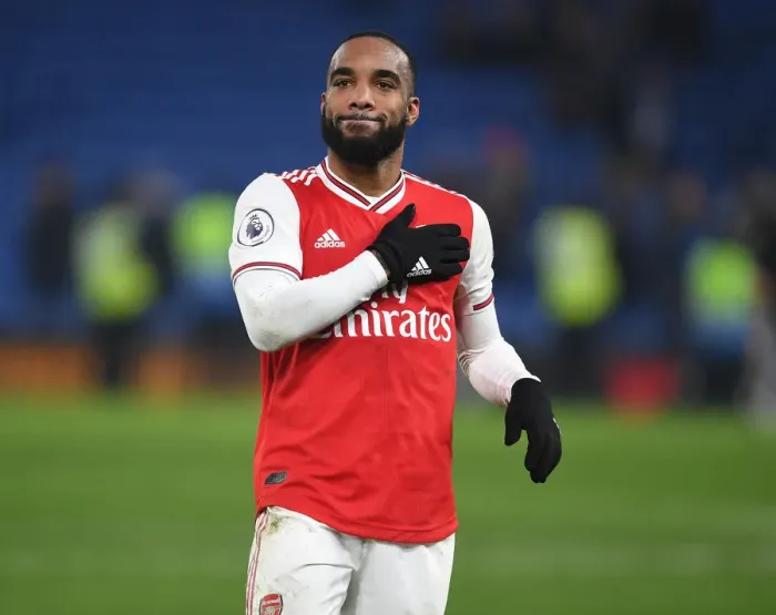 Framed Print : Alexis Lacazette Celebrates with Arsenal Fans After Chelsea Victory: Premier League 2019-20