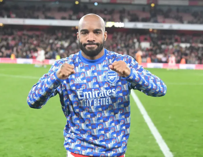 Framed Print : Alexis Lacazette Celebrates Arsenal's Win Against Leicester City (2021-22)