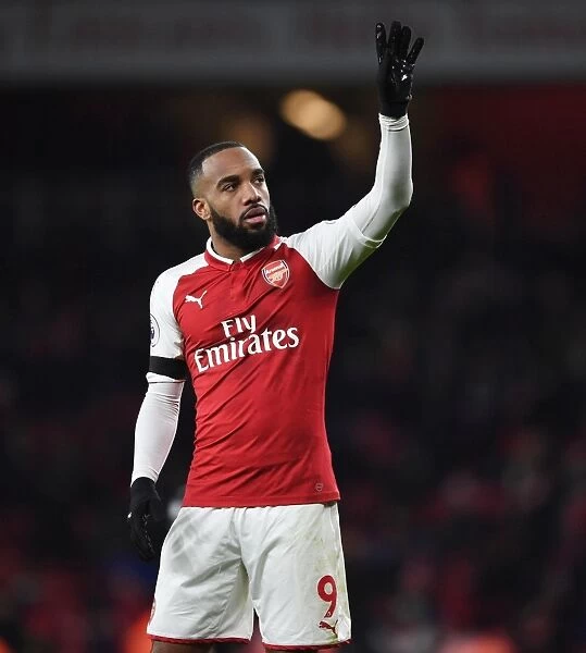 Alexis Lacazette Celebrates with Fans: Arsenal's Victory over Crystal Palace (2017-18)