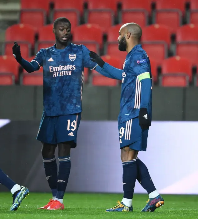 Framed Print : Alexis Lacazette and Nicolas Pepe's Empty Net Celebrations: Arsenal's Europa League Quarterfinal Victory Over Slavia Prague (April 2021) Framed Print : Alexis Lacazette and Nicolas Pepe's Empty Net Celebrations: Arsenal's Europa League Quarterfinal Victory Over Slavia Prague (April 2021)
