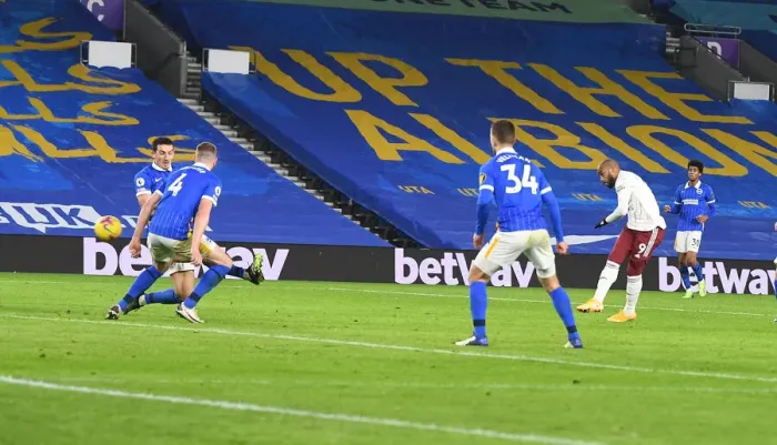 Framed Print : Alexis Lacazette Scores in Empty American Express Community Stadium: Brighton vs Arsenal, Premier League 2020-21 Framed Print : Alexis Lacazette Scores in Empty American Express Community Stadium: Brighton vs Arsenal, Premier League 2020-21