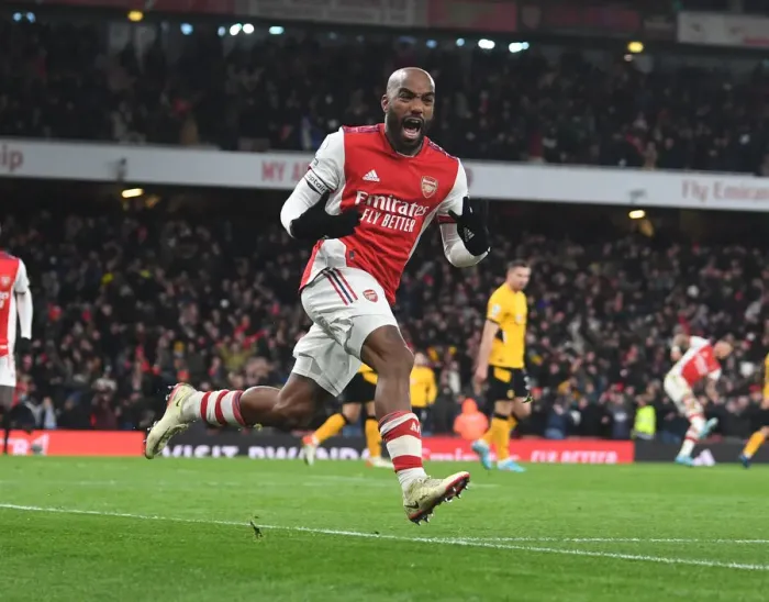 Framed Print : Alexis Lacazette Scores His Second: Arsenal's Victory Over Wolverhampton Wanderers in the Premier League 2021-22 - Arsenal's Star Forward Secures Win for The Gunners Framed Print : Alexis Lacazette Scores His Second: Arsenal's Victory Over Wolverhampton Wanderers in the Premier League 2021-22 - Arsenal's Star Forward Secures Win for The Gunners