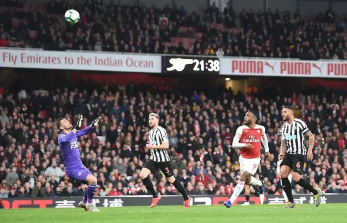 Framed Print : Alexis Lacazette Scores Second Goal: Arsenal vs. Newcastle United, Premier League 2018-19