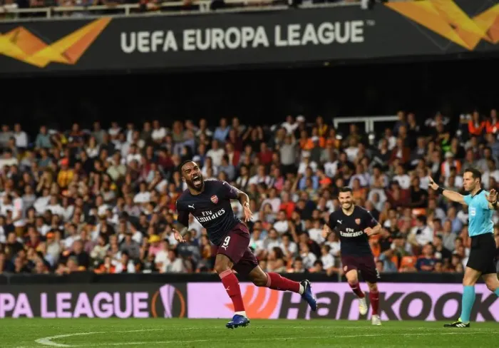 Framed Print : Alexis Lacazette's Brace: Arsenal Secures Semi-Final Victory over Valencia in Europa League