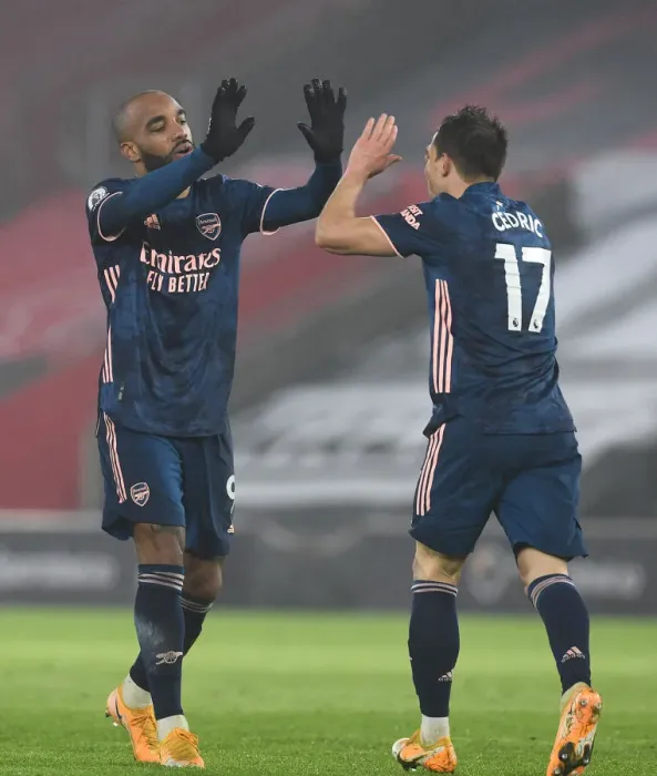 Framed Print : Alexis Lacazette's Hat-Trick: Southampton vs. Arsenal in Empty St. Mary's Stadium (Premier League 2021)