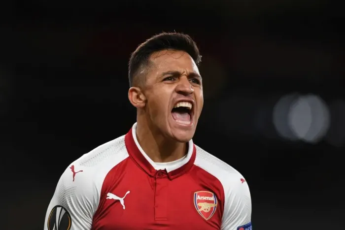 Framed Print : Alexis Sanchez in Action: Arsenal vs. 1. FC Koeln, Europa League 2017-18