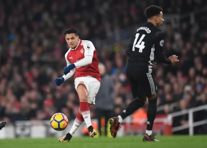 Framed Print : Alexis Sanchez in Action: Arsenal vs Manchester United, Premier League 2017-18