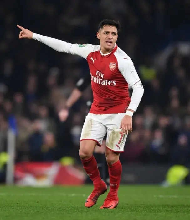 Framed Print : Alexis Sanchez in Action: Chelsea vs. Arsenal - Carabao Cup Semi-Final First Leg (2017-18)