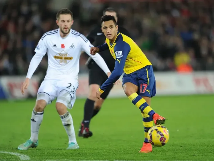 Framed Print : Alexis Sanchez: In Action Against Swansea, Premier League 2014-15