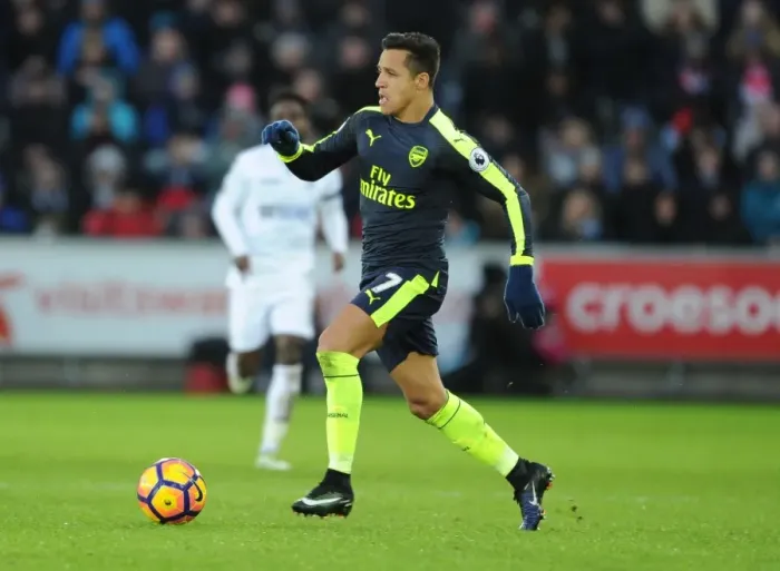Framed Print : Alexis Sanchez in Action: Swansea City vs. Arsenal, Premier League 2016-17