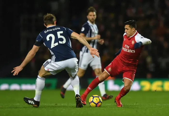 Framed Print : Alexis Sanchez (Arsenal) Craig Dawson (WBA) Framed Print : Alexis Sanchez (Arsenal) Craig Dawson (WBA)