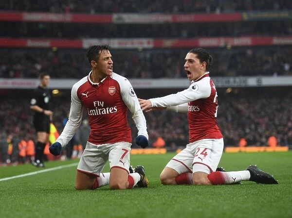 Alexis Sanchez and Hector Bellerin Celebrate Arsenal's Goals Against Tottenham Hotspur (2017-18)