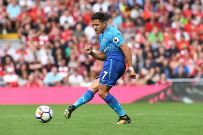 Framed Print : Alexis Sanchez: Intense Battle at Anfield - Liverpool vs Arsenal, Premier League 2017-18