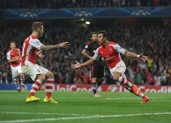 Alexis Sanchez and Jack Wilshere Celebrate Goal: Arsenal FC vs Besiktas JK, UEFA Champions League Qualifying Play-Offs (2014)