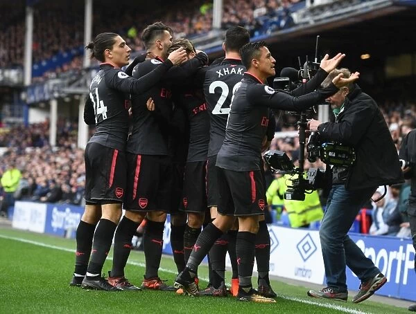 Alexis Sanchez and Mesut Ozil Celebrate Arsenal's Goals Against Everton (2017-18)
