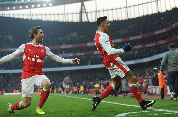 Alexis Sanchez and Nacho Monreal Celebrate Arsenal's Second Goal vs Burnley (2016-17)