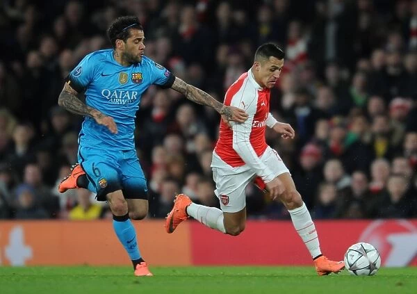 Alexis Sanchez Outmaneuvers Dani Alves in Thrilling Arsenal vs. Barcelona Champions League Clash