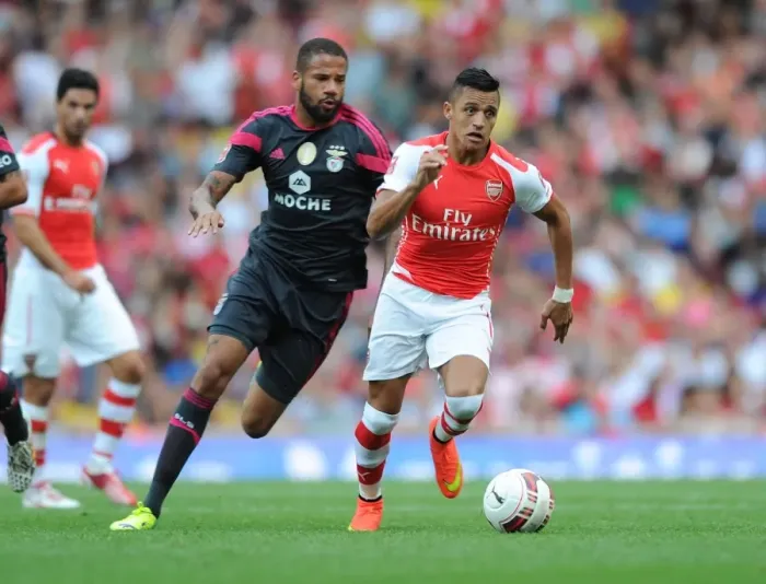Framed Print : Alexis Sanchez Outsmarts Bebe: Agile Dribble at 2014-15 Emirates Cup Framed Print : Alexis Sanchez Outsmarts Bebe: Agile Dribble at 2014-15 Emirates Cup