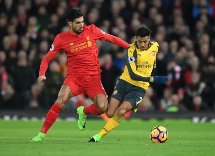 Framed Print : Alexis Sanchez Outsmarts Emre Can: Thrilling Premier League Showdown Between Arsenal and Liverpool (2016-17) Framed Print : Alexis Sanchez Outsmarts Emre Can: Thrilling Premier League Showdown Between Arsenal and Liverpool (2016-17)