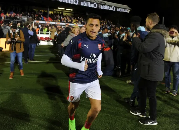 Framed Print : Alexis Sanchez Prepares for Arsenal's FA Cup Battle at Sutton United