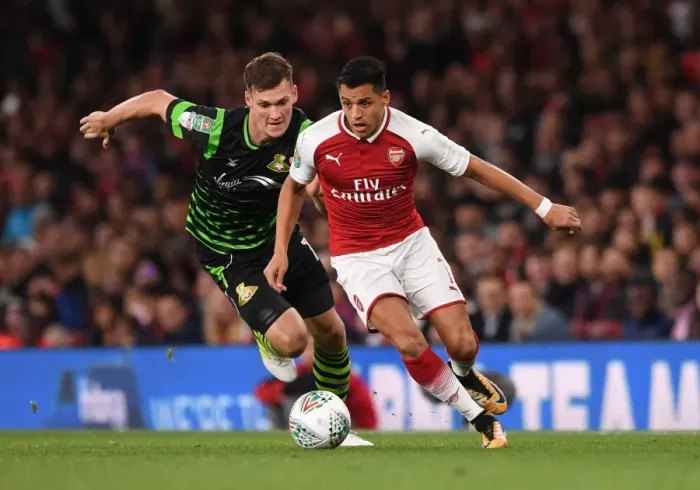 Framed Print : Alexis Sanchez Scores for Arsenal against Doncaster in Carabao Cup Third Round