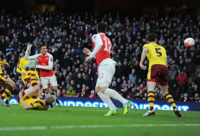 Framed Print : Alexis Sanchez Scores: Arsenal Triumphs Over Burnley in FA Cup Fourth Round Framed Print : Alexis Sanchez Scores: Arsenal Triumphs Over Burnley in FA Cup Fourth Round