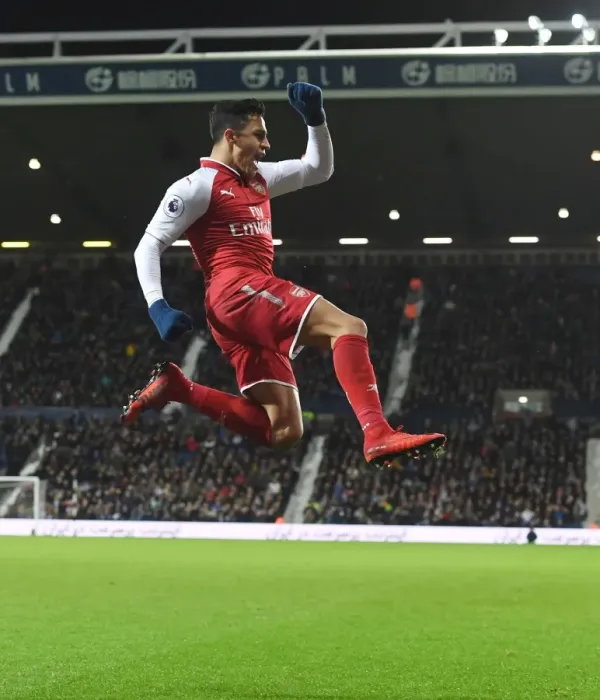 Framed Print : Alexis Sanchez Scores for Arsenal against West Bromwich Albion, Premier League 2017-18