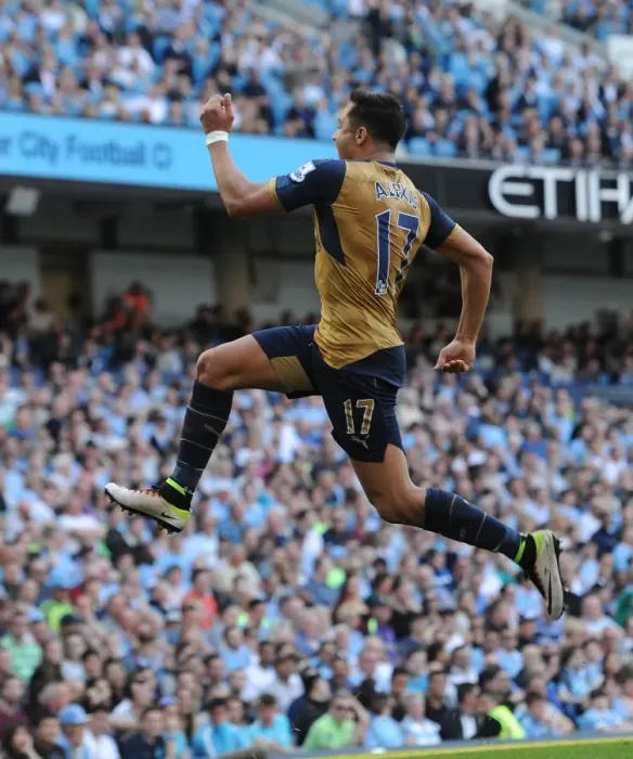Framed Print : Alexis Sanchez Scores Arsenal's Second Goal: Manchester City vs. Arsenal (May 2016)