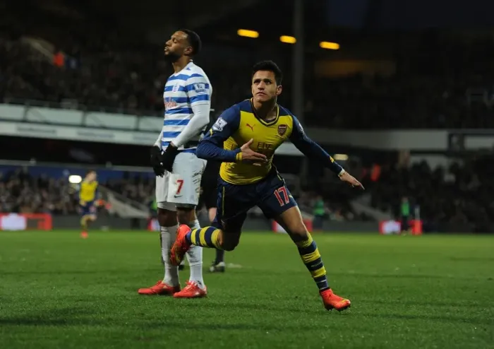 Framed Print : Alexis Sanchez Scores Arsenal's Second Goal vs. Queens Park Rangers (2014-15) Framed Print : Alexis Sanchez Scores Arsenal's Second Goal vs. Queens Park Rangers (2014-15)
