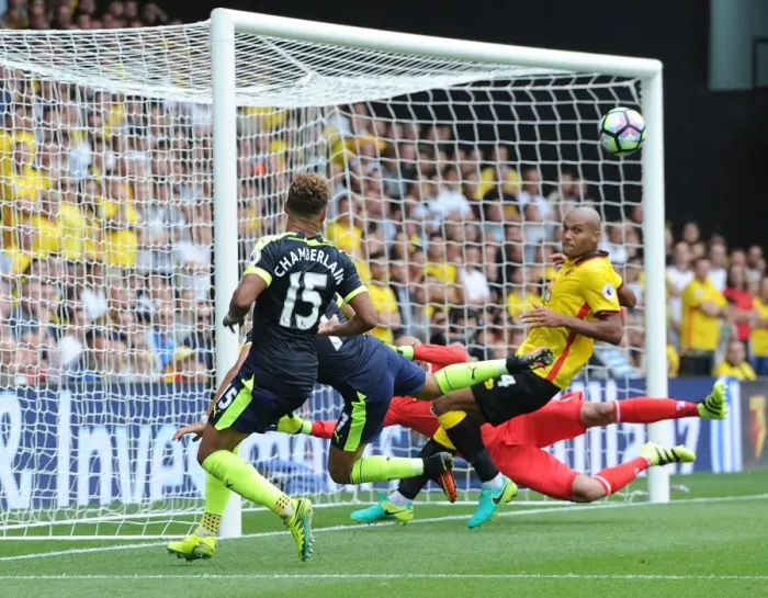 Framed Print : Alexis Sanchez Scores Arsenal's Second Goal: Watford vs Arsenal, Premier League 2016-17 (Photo by David Price)