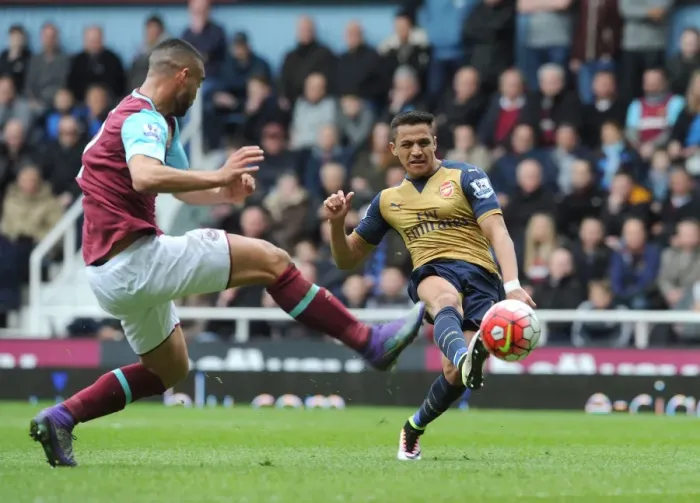 Framed Print : Alexis Sanchez Scores Arsenal's Second Goal Against West Ham United in Premier League 2015-16