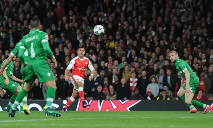 Framed Print : Alexis Sanchez Scores: Arsenal's Victory Over Ludogorets Razgrad in the 2016-17 UEFA Champions League