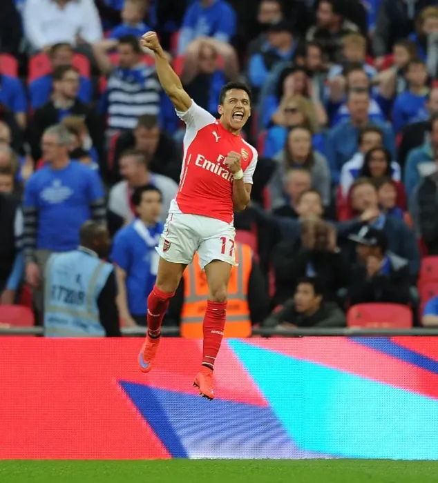 Framed Print : Alexis Sanchez Scores the Decisive Goal: Arsenal's FA Cup Semi-Final Victory over Reading (2015)