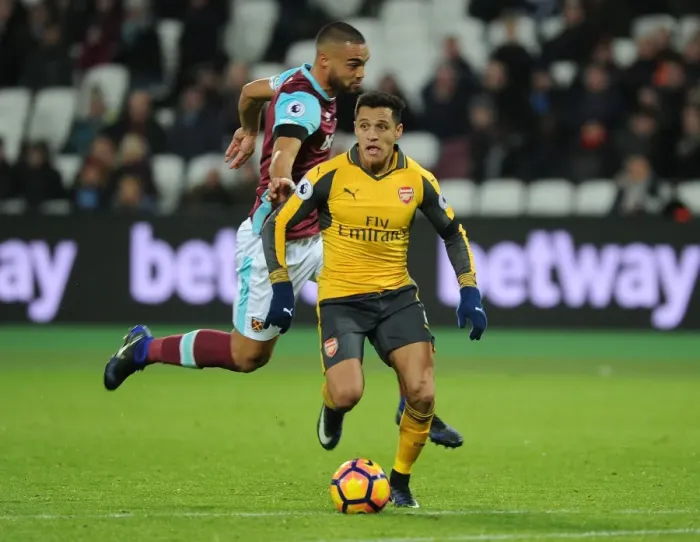 Framed Print : Alexis Sanchez Scores Fifth Goal: West Ham United vs. Arsenal, Premier League 2016-17