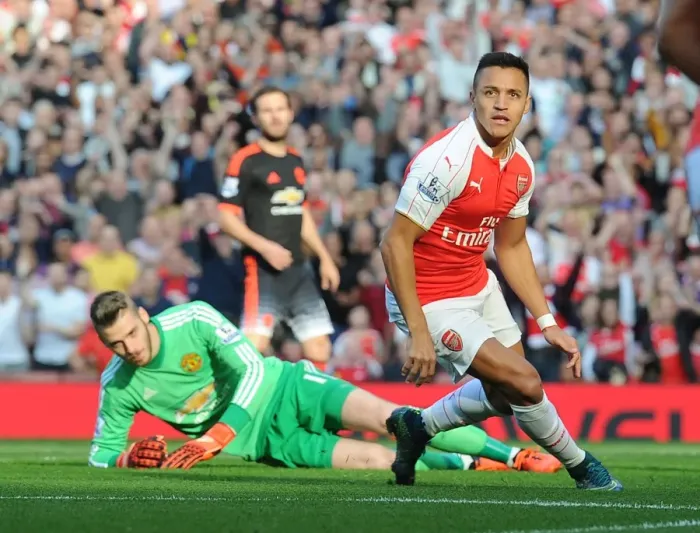 Framed Print : Alexis Sanchez Scores First Arsenal Goal Against Manchester United, 2015 / 16 Premier League
