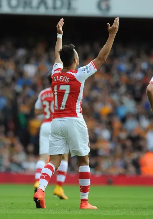 Framed Print : Alexis Sanchez Scores First Goal for Arsenal: Arsenal 1-0 Hull City, Premier League 2014-15