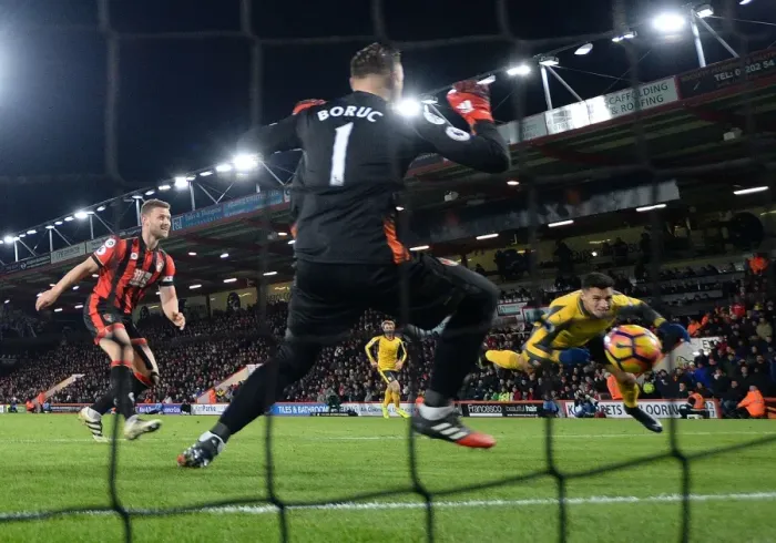 Framed Print : Alexis Sanchez Scores First Goal: Arsenal Triumphs over AFC Bournemouth in the 2016-17 Premier League Framed Print : Alexis Sanchez Scores First Goal: Arsenal Triumphs over AFC Bournemouth in the 2016-17 Premier League