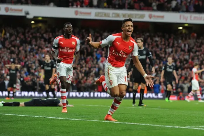 Framed Print : Alexis Sanchez Scores First Goal: Arsenal vs Burnley, Premier League 2014 / 15