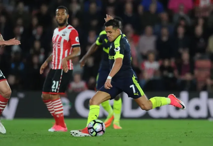 Framed Print : Alexis Sanchez Scores First Goal: Arsenal's Victory Over Southampton in Premier League 2016-17
