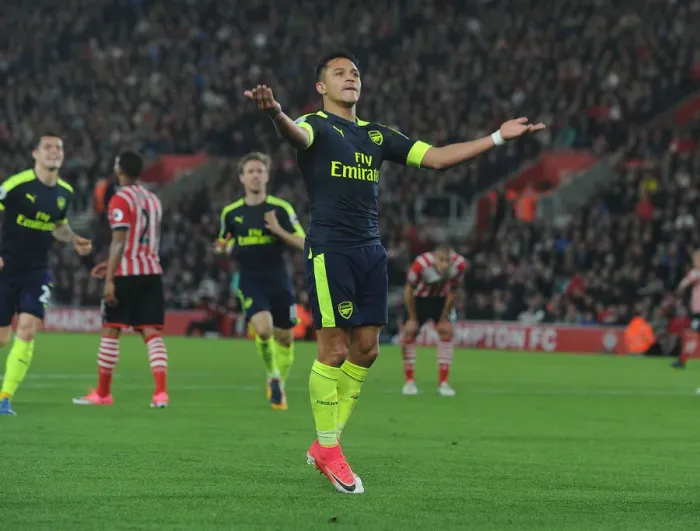 Framed Print : Alexis Sanchez Scores First Goal: Southampton vs. Arsenal, Premier League 2016-17