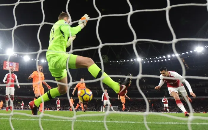 Framed Print : Alexis Sanchez Scores the Opener: Arsenal vs. Liverpool, Premier League 2017-18