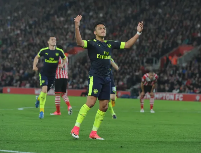 Framed Print : Alexis Sanchez Scores the Opener: Arsenal's Premier League Victory over Southampton (2016-17)